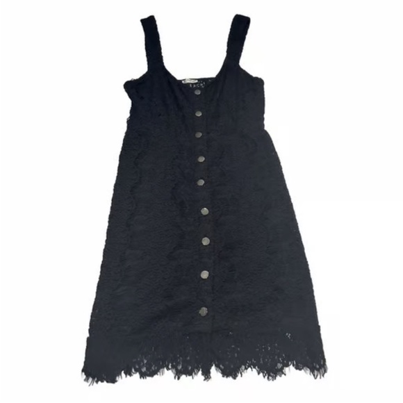 Free People Intimately Black Lace Slip Mini Snap Front Dress - Picture 5 of 8